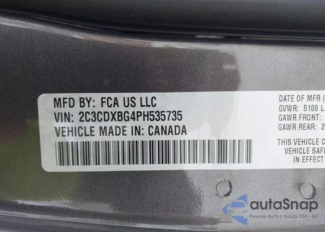 2023 Dodge Charger Sxt z USA, uszkodzony, nr VIN 2C3CDXBG4PH535735